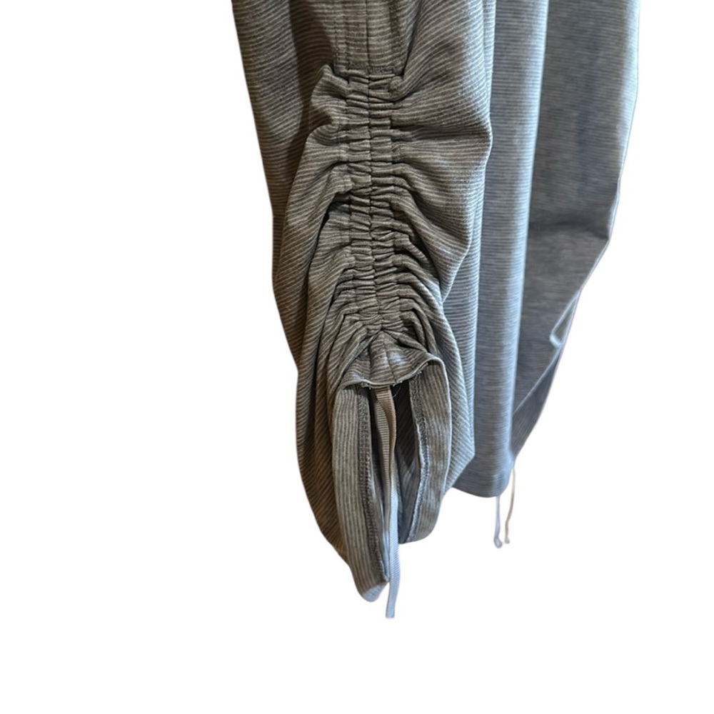 Athleta Racerback Heathered Gray/Blue Tank Striped with Drawstring Ruched Sides - Picture 4 of 9